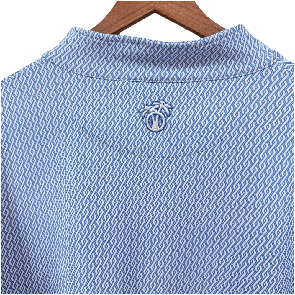USA Palm Mens XXL 1/4 Zip Golf Pullover Light Blue Geometric Performance - Picture 5 of 12